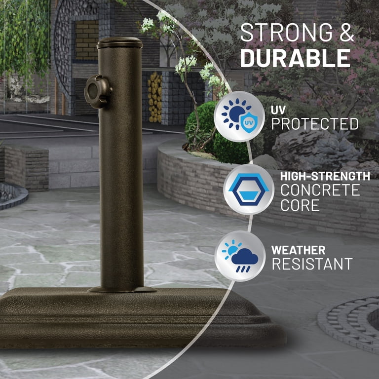 US Weight Cast Stone Umbrella Base, 26 lbs, Square, Bronze photo 3