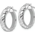thumbnail image 2 of Sterling Silver Jbsp's Rhod-Plated Polished Textured Hoop Earrings (21.25 X 19.45) Made In Italy qle1362, 2 of 5