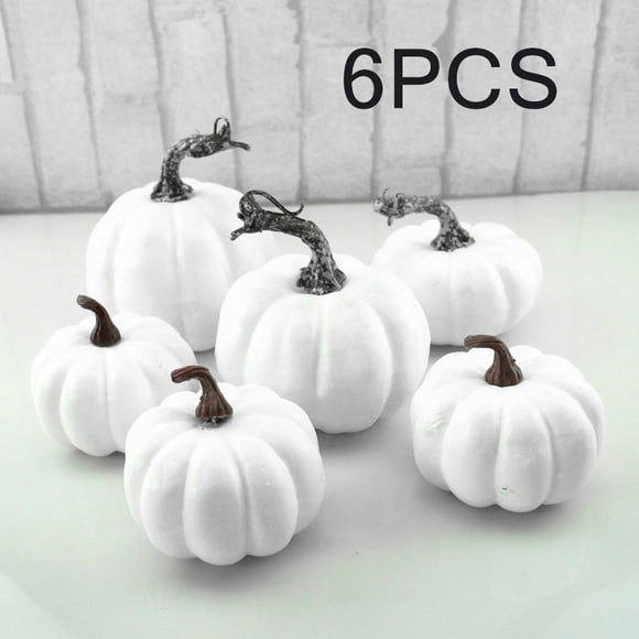 Calabaza Artificial Blanche pour Décoration d'Halloween, Simulation Végétale, Action de Grâce, Bricolage, Accessoires de Photographie en Plastique, 6/12 Pcs