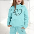 thumbnail image 2 of Toddler Girls Outfits Set Kids Hoodie Pants Combo Casual Letter Print Pullover Jogger Two Piece Outfit Clothes Sky Blue Size 4-5T, 2 of 4