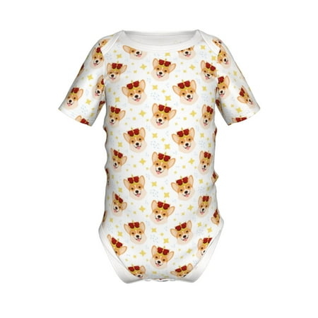 

Junzan Funny Corgi Print Short-Sleeve Baby Climbing Clothes Bodysuits for Infant One-Piece for Baby Boys & Girls Baby Clothes Baby Romper with Snap Closure-3 Months