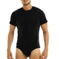 thumbnail image 2 of Bodysuit Pajamas Bodybuilding Short Sleeve Solid Color Crew Neck Men One Piece Underwear Romper for Home, 2 of 7