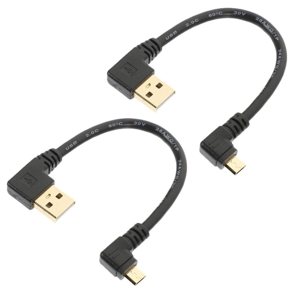 OULII 2Pcs Mobile Phone Data Cable Right Angle Data Sync Black Rubber Zinc Alloy for Tech Users