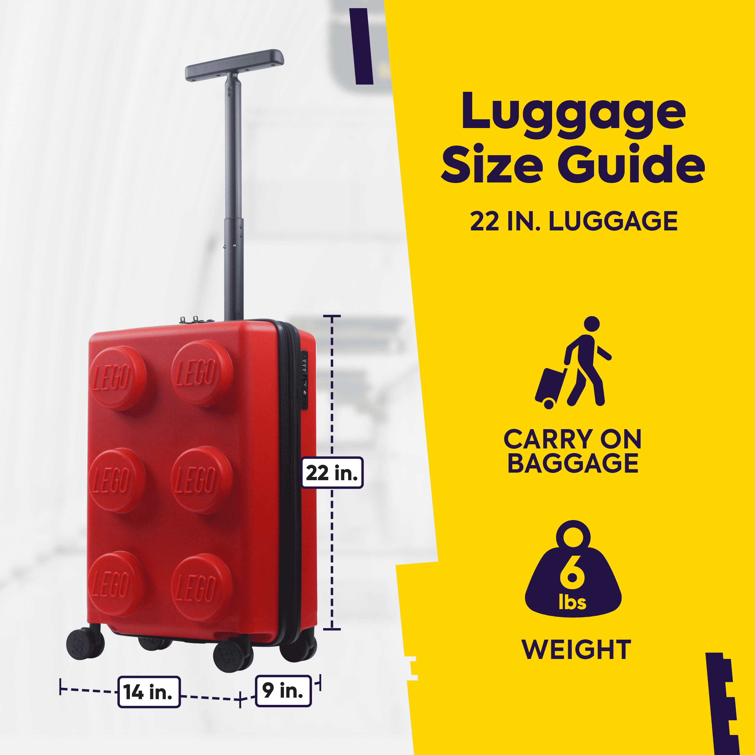 LEGO 22 Inch Rolling Luggage, Signature Trolley Expandable Hardshell Carry On Suitcase with Spinner Wheels, Red