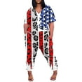 thumbnail image 2 of Rompers for Women Summer Wide Leg National Flag V-Neck Short Sleeve Rompers,Rompers Fashion Jumpsuits With Pockets Shorts, 2 of 5