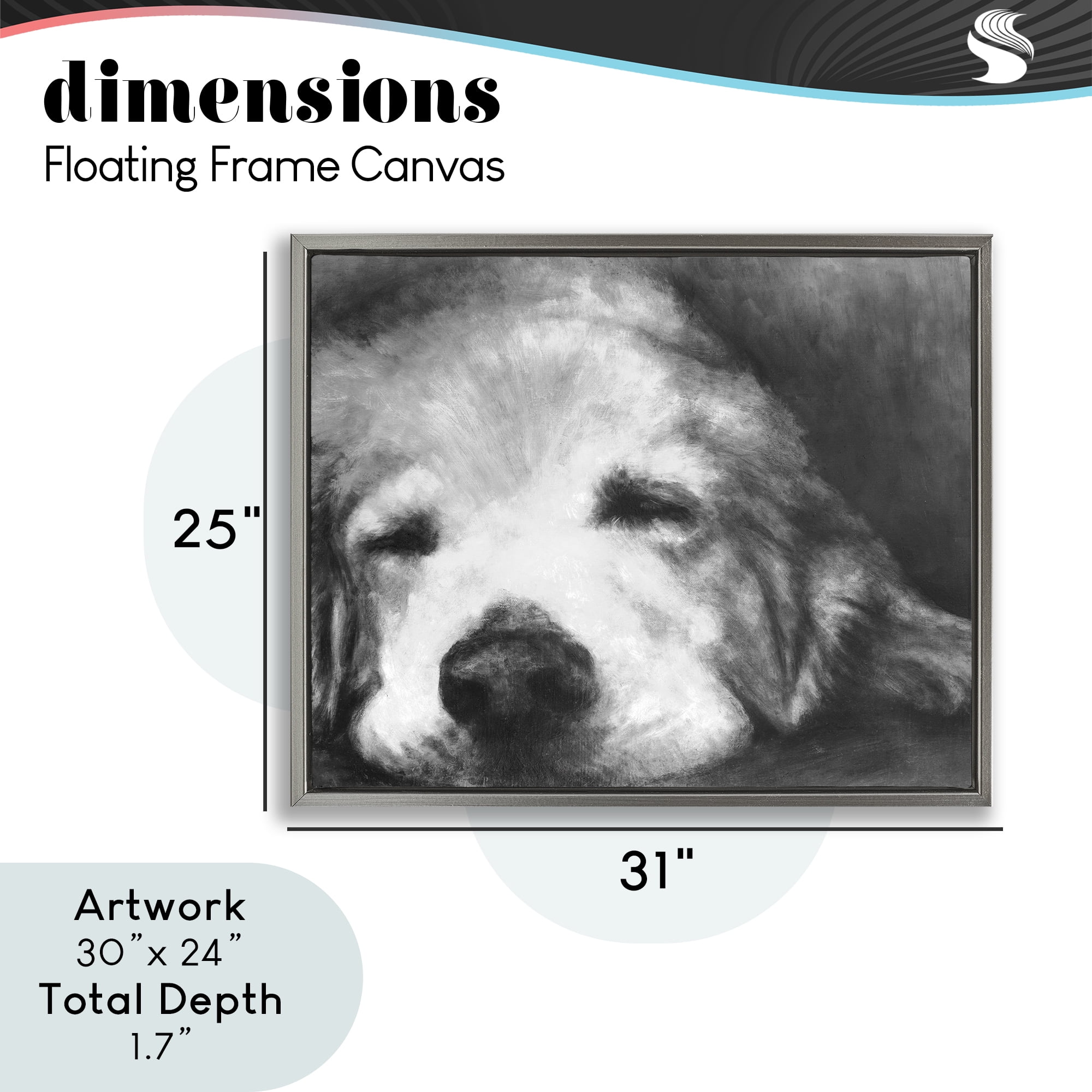 Stupell Industries Monochrome Dog Day Afternoon Gray Framed Floater Canvas Wall Art, design by Walt Johnson