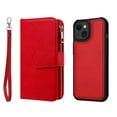 thumbnail image 3 of Allytech Detachable Wallet Case for Apple iPhone 15 Plus, Vintage PU Leather Folio Flip Wallet Case Multiple Cards Slots Kickstand Shockproof Protective Phone Case for iPhone 15 Plus - Red, 3 of 17