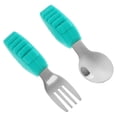 thumbnail image 2 of MasteelfCA 1 Set 2Pcs Baby Training Tableware Stainless Steel Spoon Fork Kit Short Handle Toddler Utensil, 2 of 8