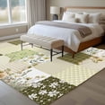 thumbnail image 4 of Area Rug for Living Room, Spring Floral Non-Slip Indoor Large Carpet for Bedroom/Dining Room, Yellow Flowers Botanical Patchwork Grid Bohemia Washable Low-Profile Floor Runner Rugs - 5 x 7 Ft, 4 of 8
