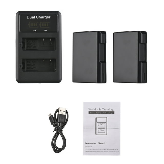 EN-EL14 Kit de batería y cargador 2 piezas 7.4V 1500mAh Batería +