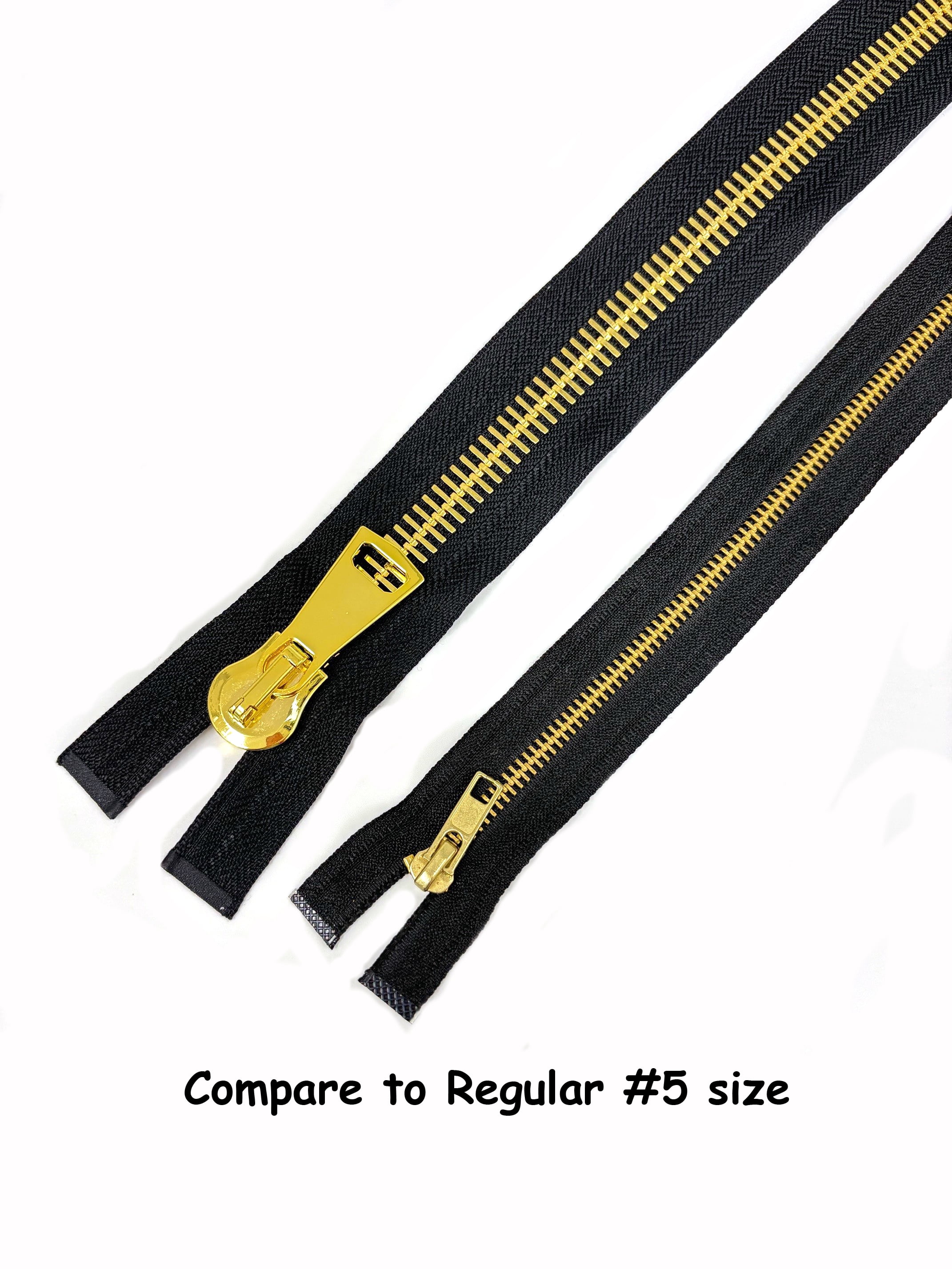 ZPRZ #15 Large & Heavy Shiny Gold Metal High Quality Black 36" Separating Zipper