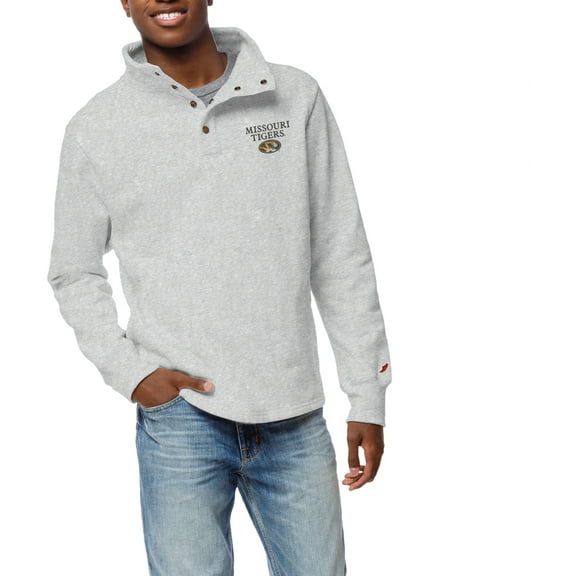 Men's League Collegiate Wear Ash Missouri Tigers 1636 Fleece Quarter-Snap Pullover Sweatshirt