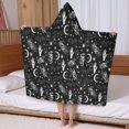 thumbnail image 5 of Black White Gothic Hand Snake Bat Pattern Hooded Bath Towel，50"x30" for Ages 3 To 12 Kids, Quick Dry Lightweight Soft Microfiber Hood Beach Towel Cover Up for Kids, 5 of 7