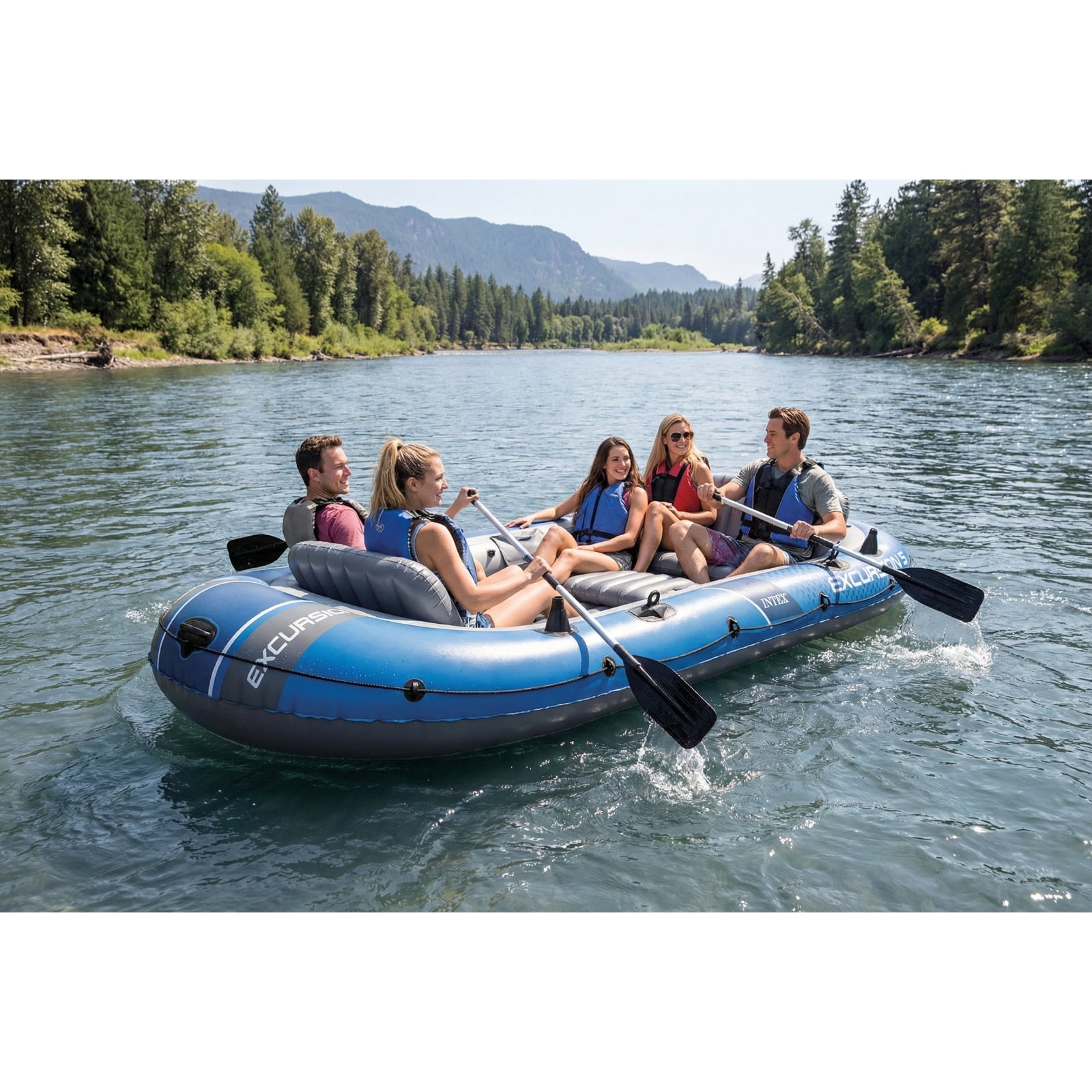 Ensemble 5 bateaux Intex Excursion
