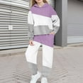 thumbnail image 2 of AINIYSGirls Color Block Sweatsuit Outfits Fleece Hooded Sweatshirt and High Waist Jogger Sweatpants Athletic Outdoor Comfy Set with Pockets for Kids Purple 10-11Years, 2 of 6