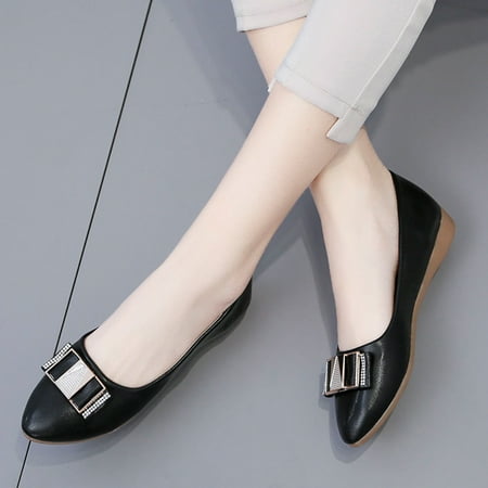 

WANYNG Women s Fashion Casual Shallow Pointed Toe Slip On Low Heels Shoes
