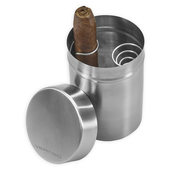 Vertigo Ashtray Cigar Can Stainless Steel Construction, Fits Into Most Cup Holders