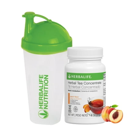 Herbal Tea Concentrate Herba life Peach Flavor 1.8 oz with Shaker Bottle