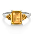 thumbnail image 2 of Gem Stone King 10K White Gold Yellow Citrine 3 Stone Engagement Ring for Women (2.75 Cttw, Octagon 9X7MM, Gemstone November Birthstone, Size 8.5), 2 of 4