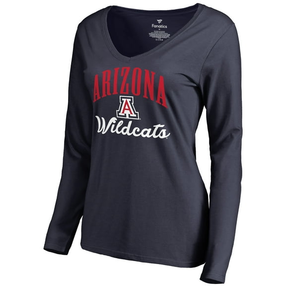 Women's Navy Arizona Wildcats Victory Script Long Sleeve T-Shirt