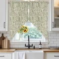 thumbnail image 4 of Sage Green Flowers Kitchen Window Curtains, Swag Curtains Valance for Bedroom Living Room Bathroom, Rustic Pastoral Botanical Floral Leaf Rod Pocket Window Curtain Block Drapes 2 Panels 36"x36", 4 of 9