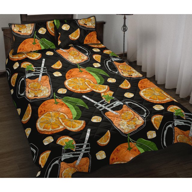 Juego de Cama Colcha Orange Ice Orance Juice Pattern