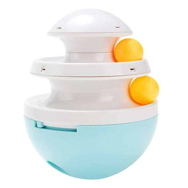 Tumbler Leaky Food Bowl Innovador Interesante Multifuncional Dual Trackballs Alimentador De Plástico Para Mascotas Tazón De Comida Roly-Poly Toy Para Perros Gatos Mascotas Moyic PT001003-00