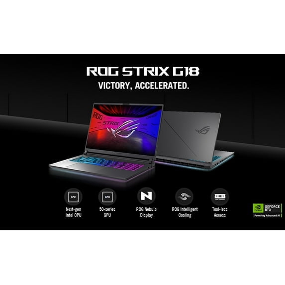 ASUS ROG Strix G18 Gaming Laptop, 18" 2560 x 1600 2.5K 240Hz Nebula Display, Intel Core Ultra 9 275HX, NVIDIA GeForce RTX 5060 8GB GDDR7, RGB Backlit KB, Win11 Home(16GB DDR5 / 1TB SSD)
