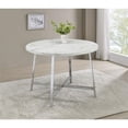 thumbnail image 3 of Coaster Alcott Metal Base Round Faux Carrara Marble Top Dining Table in Chrome, 3 of 13