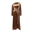 thumbnail image 4 of 2021 autumn cross-border new V-neck long sleeve split dress evening dress., 4 of 5