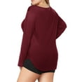 thumbnail image 3 of JYLFC Womens Shirts Long Sleeve Plus Size V Neck Casual Tee Shirts, Burgundy 5XL, 3 of 4