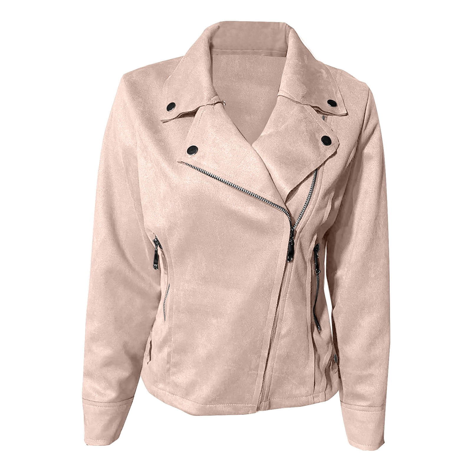 Uooqdmx Cropped Jacket Women Suede Jacket Women Zip Up Jackets for Women Faux Leather Jacket Women Open Front Cropped Coat Outwear, Beige L