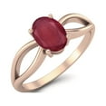 thumbnail image 2 of 7X5 MM Oval Shape Ruby Glass Filled 925 Sterling Silver Rose Vermeil July Birthstone Solitaire Celtic Ring, 2 of 3