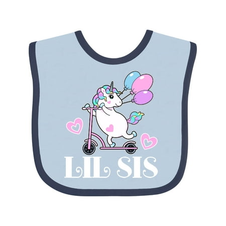 

Inktastic Lil Sis Unicorn Sister Announcement Gift Baby Girl Bib