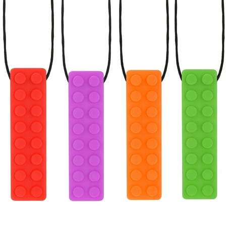 Sensory Chew Necklaces Teething Toy Chewing Necklace Teething Brick Teether for Chewing, Biting and Teething, Set of