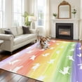 thumbnail image 2 of 6'x9' Area Rugs, Easter Indoor Outdoor Area Rug for Living Room Bedroom, Spring Rabbit Silhouette Colorful Rainbow Graffiti Washable Bathroom Rugs Kitchen Floor Carpet Mats Home Decor Aesthetic, 2 of 8