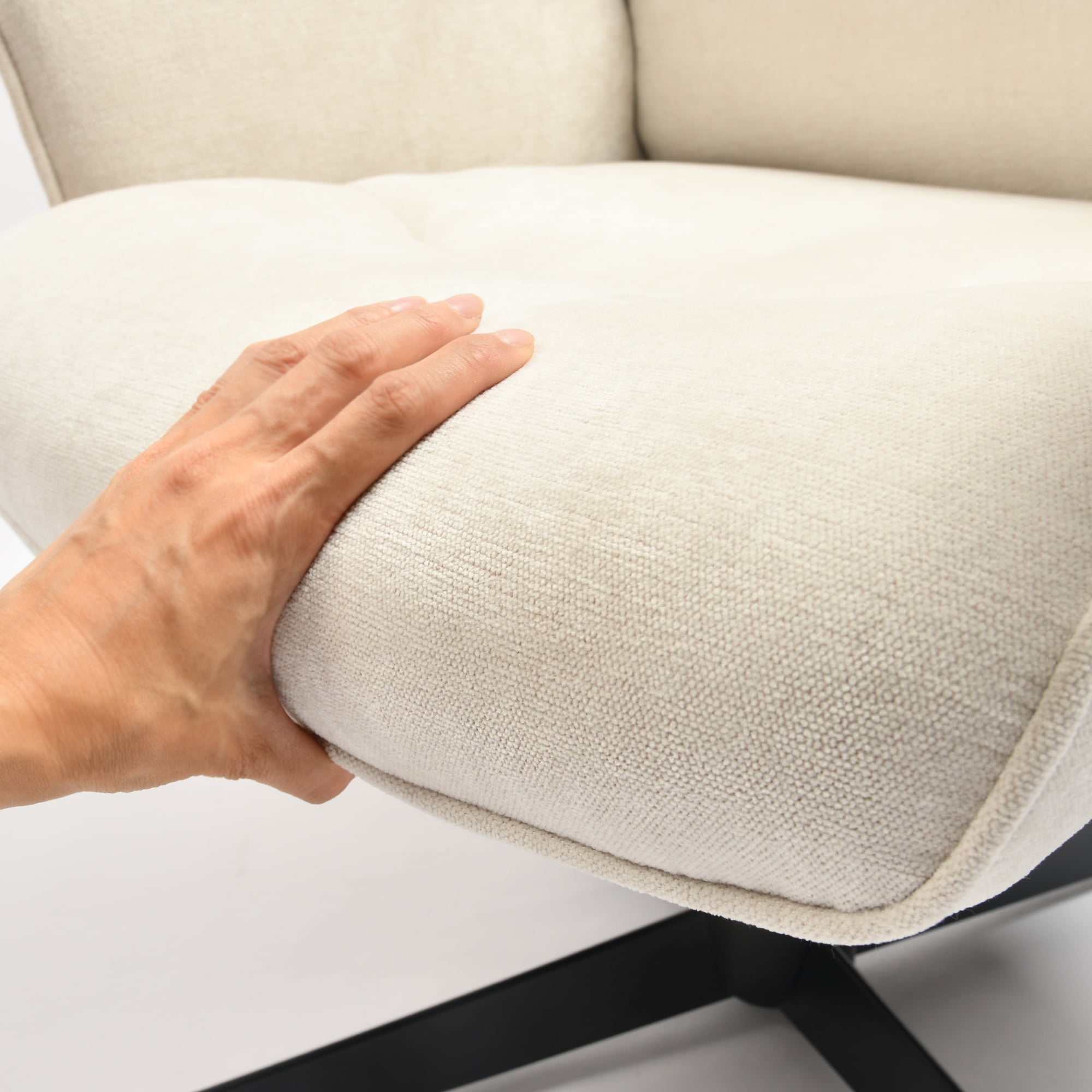 Homy Casa Swivel Gaming Chair, Upholstered Computer Entertainment  Office Armchair, Cream