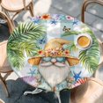 thumbnail image 2 of Palm Tree Round Tablecloth, Fitted Table Cover with Elastic for 55"-60" Round Tables, Butterfly Gnomes Coastal Starfish Shell Plaid Table Cloth Outdoor Indoor Dinning Party Waterproof Tablecloths, 2 of 7
