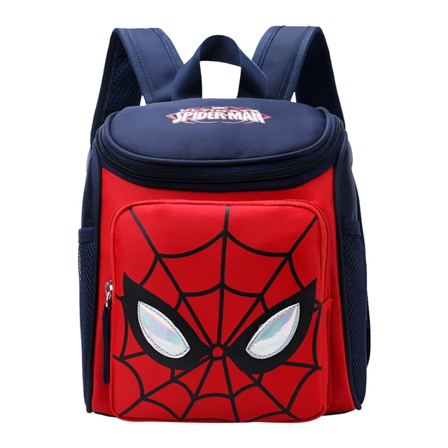 Mochila escolar para niños de jardín de infantes con dibujos animados lindos de Spider Man (azul oscuro)