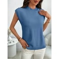 thumbnail image 5 of Women'S Mock Neck Sweaters Vest Business Casual Trendy Tops Fall Outfits  Blue S, 5 of 7