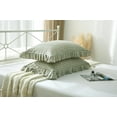 thumbnail image 4 of 2 Pack Sage Green White Plaid Ruffles Pillow Shams Checkered Pillowcases Gingham Standard Size Pillow Cases Washed Cotton Farmhouse Cottage Pillow Covers for Bed/Sofa(Sage Green/White Plaid), 4 of 9
