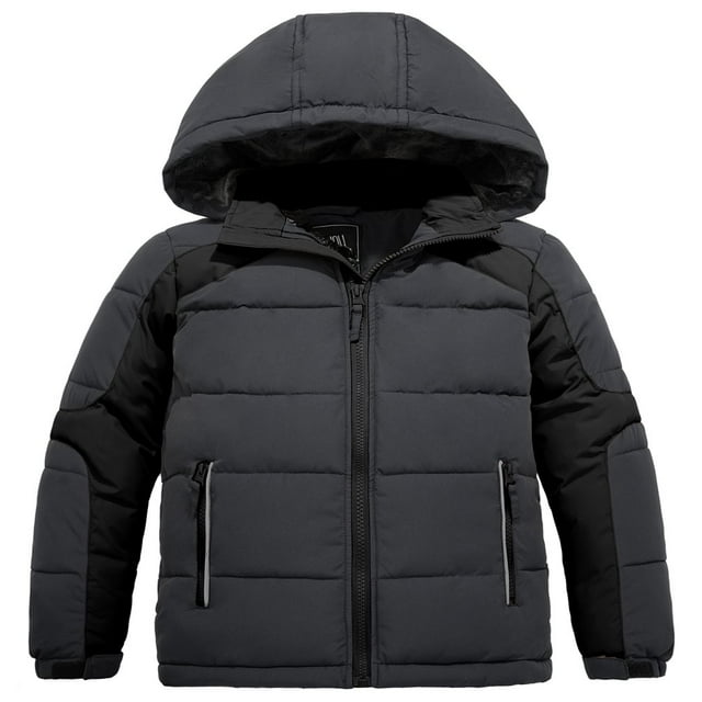 ZSHOW Boy‘s Winter Jacket Windproof Puffer Coat Quilted Puffer Jacket Black 14/16