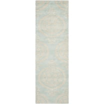 SAFAVIEH Soho Quinton Geometric Wool Runner Rug, Blue/Beige, 2'6" x 12'