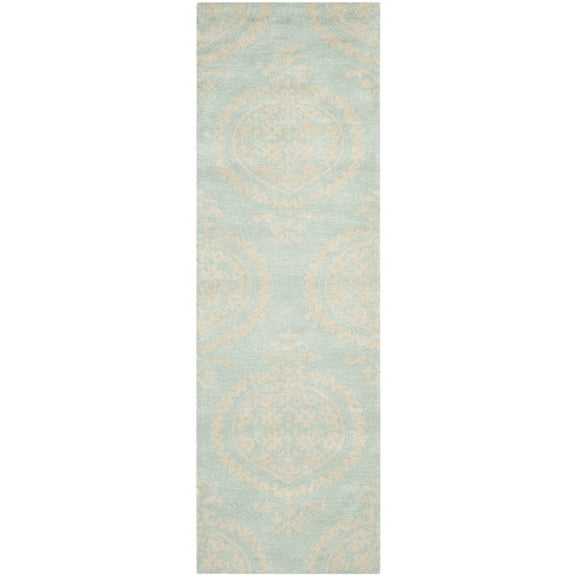 SAFAVIEH Soho Quinton Geometric Wool Runner Rug, Blue/Beige, 2'6" x 12'