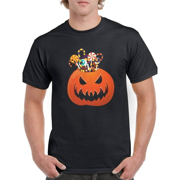 Pumpkin Candy Complement Men Black T-Shirt, Male Small