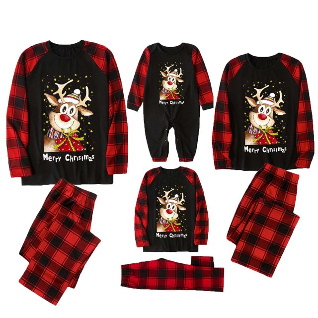Pijamas de Navidad Para La Familia Trajes A Juego Moda Hombres Árbol Imprimir Top Pantalones Traje Usar Papá Odeerbi ODB189178