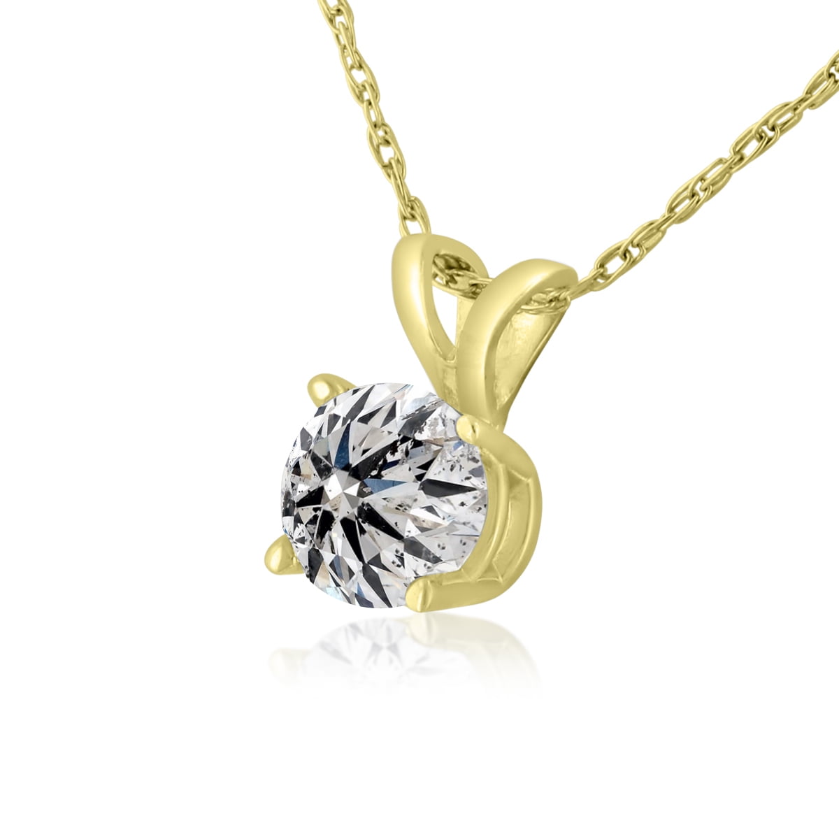 SuperJeweler 1/4 Carat Lab Grown Diamond Necklace in Yellow Gold with Free 18 Inch Chain For Women