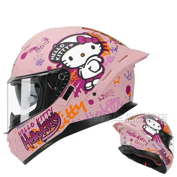 New Sanrio Hello Kitty Motorcycle Helmet Full Face Racing Helmets Offroad Motorcycle Helmet Motorbike Kawaii Helmets Gift Walmart