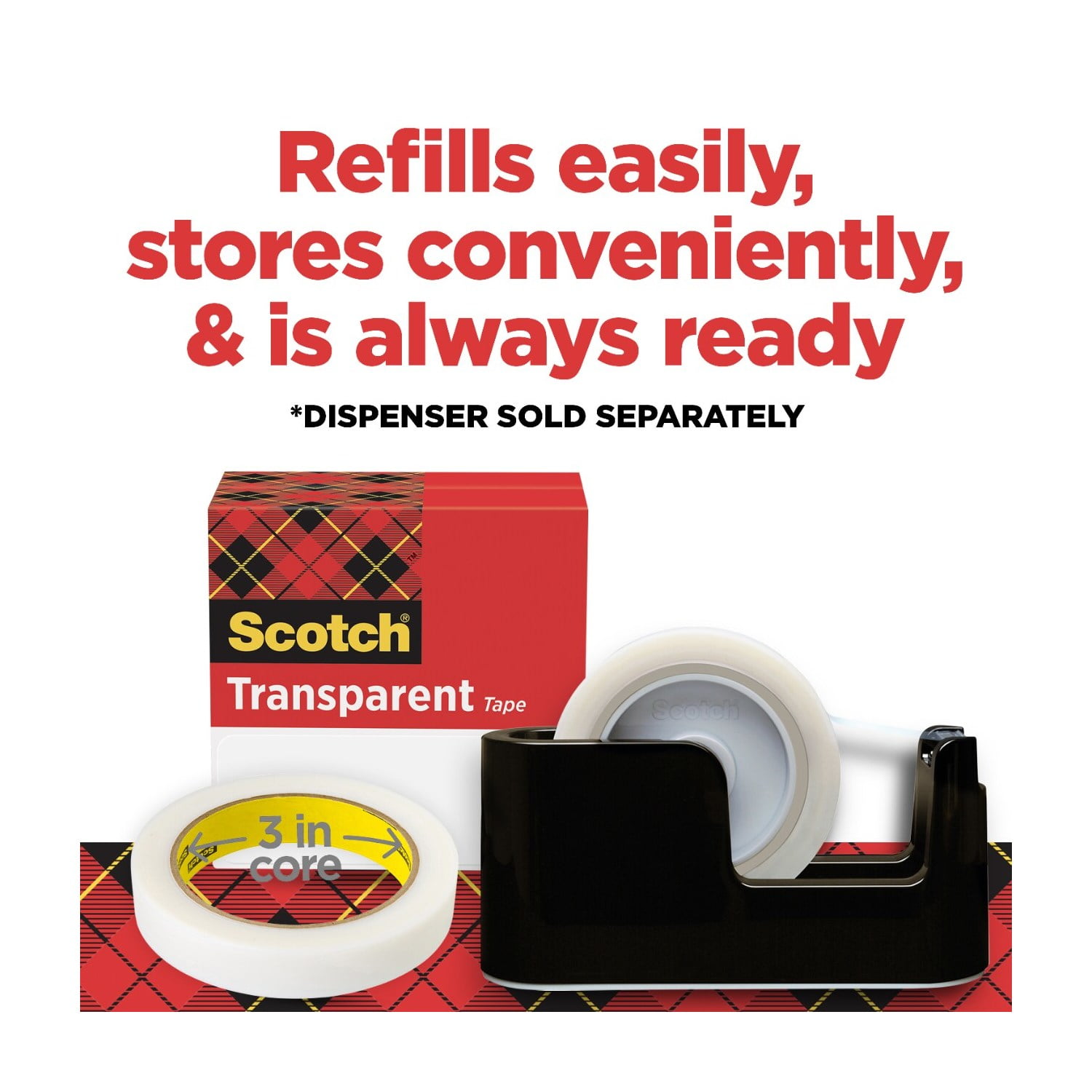 Amazon.com : Scotch Transparent Tape, 3/4 in x 2592 in, 3