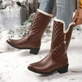 thumbnail image 2 of UngA Women's Mid-Calf Boots Slouchy Boots Wide Calf Combat Platform Boots Chunky Heel Punk Goth Riding Boots for Women Brown,Size 7.5, 2 of 7